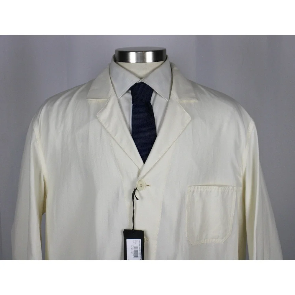 $5400 Giorgio Armani Patch Suit Jacket 50 R Slim Ivory Cotton Utility Blazer